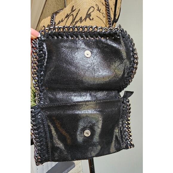 Vera Pella Italy Black Leather Chain Crossbody Purse Bag - Picture 3 of 10